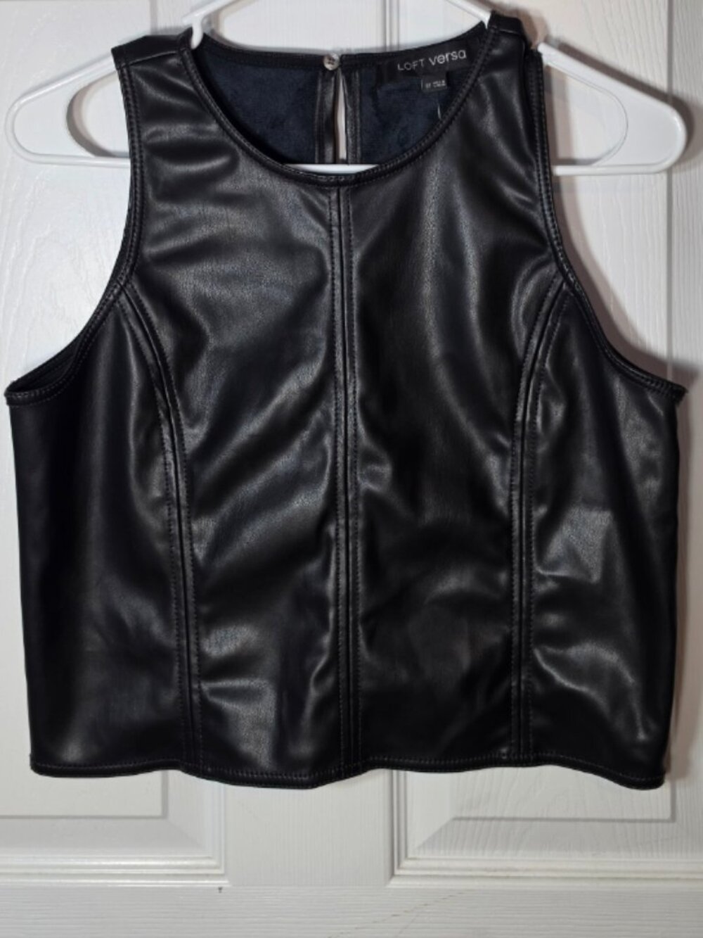 LOFT Versa Black Faux Leather Sleeveless Crop Top